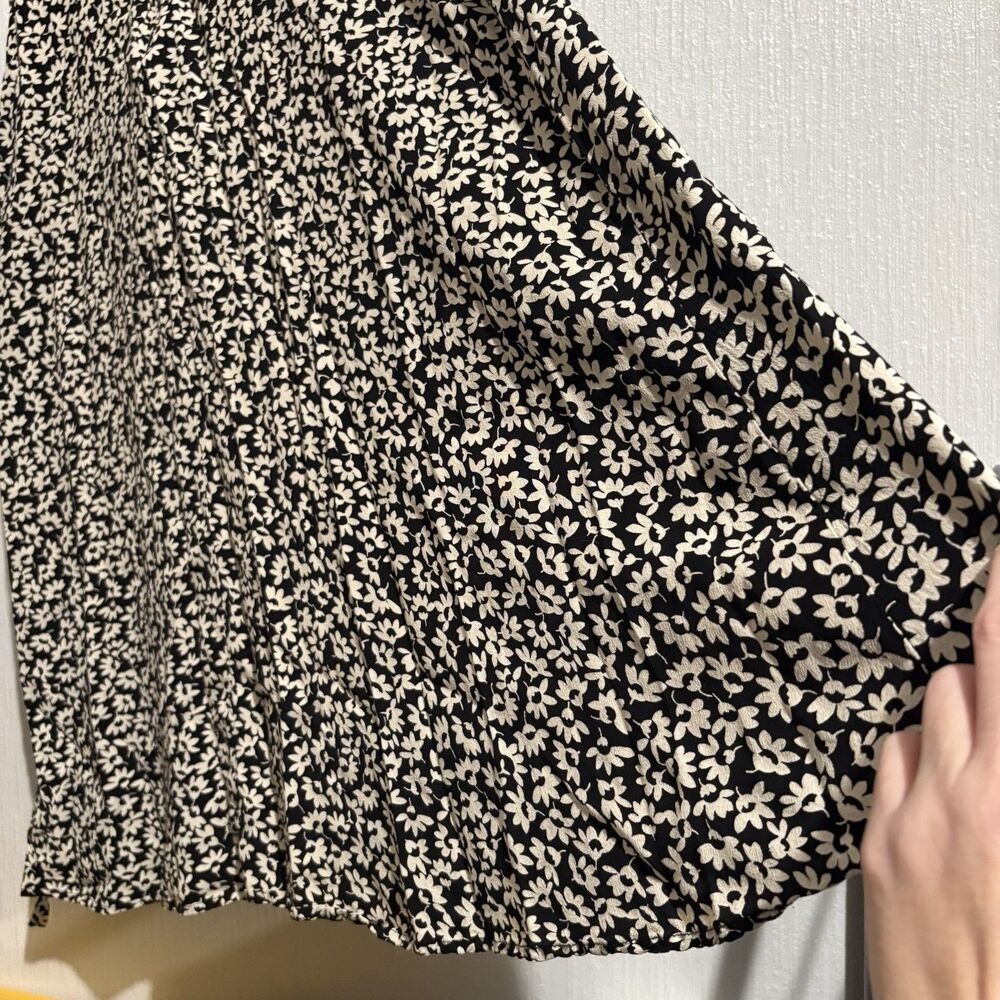 Vintage Limited America Dress Black White Flower Tie 90s Cottage Granny Y2K 6 - Picture 10 of 11